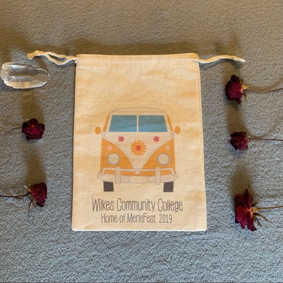 Drawstring Pouch Boho Hippie Hipster Cottagecore VW Bus Festival Merch Aesthetic - Picture 2 of 4